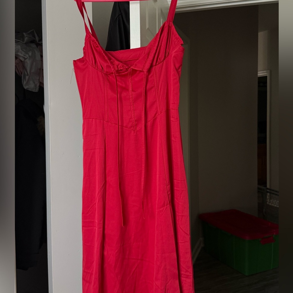 red corset dress